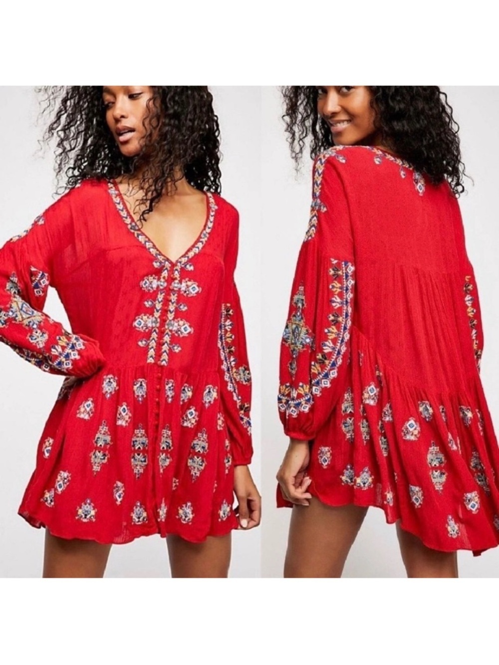 Free People Arianna Embroidered Tunic Top or Dress Large